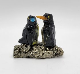 Multi-Gemstone Carved Penguin Couple