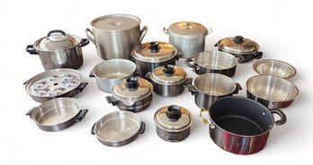 What You See Is What You Get ! Large Misc Collection Of Stainless Steel /aluminum Cooking Pans W/ Lids LOT #13