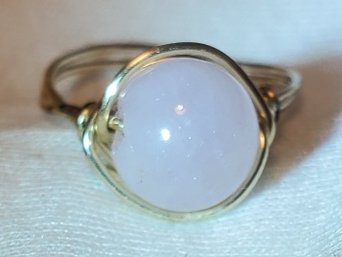 Sterling Silver Size 5 Wire Rose Quartz Ring ~ 1.53 Grams