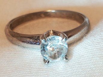 Sterling Silver Size 8 CZ Engagement Ring ~ 2.48 Grams