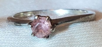 Sterling Silver Size 4 Ring With Lovely Pink Stone ~ 1.06 Grams