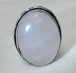 Silver Plated Size 6 Rose Quartz Ring