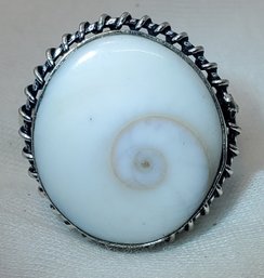 Silver Plated Size 8 Beautiful Shiva Eye Shell Ring ~ 3/4'