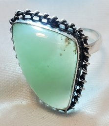 Silver Plated Size 7 Chrysoprase Ring ~ 3/4' X 1/2'