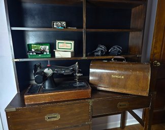 Vintage Singer Portable Sewing Machine With Standing Cover