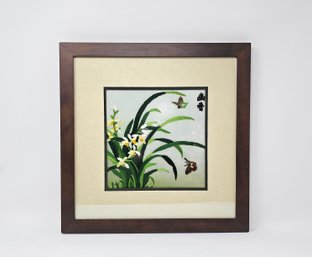 Silk Embroidered Floral Artwork