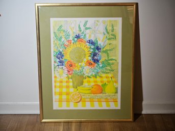 Bouquet With Sunflower Lithograph By Lydia Kemeny