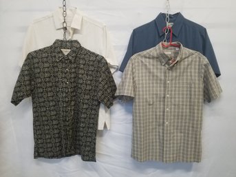 Four Men's Short Sleeve Button Down Shirts: Tommy Bahama, TravelSmith & Halogen - Small & Medium