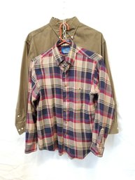 Men's Chino Shirt By Evergreen & Plaid Button Down Shirt By LOBO By Pendleton Size M