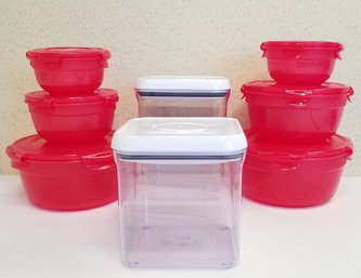 Two Sets Of Lock-N-Lock Storage Bowls  & OXO International  Clear 2.4 Quart Cannisters