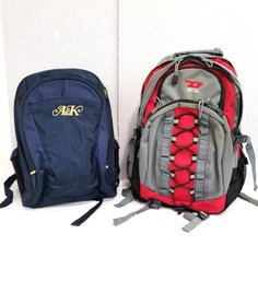 Vintage Large Diesel Red/Silver Backpack And A & K Medium Navy Multi Pocket Backpack