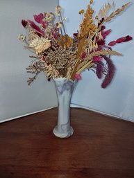 Vintage Akro Agate Vase With Display Flowers Included