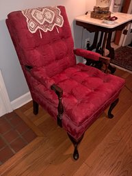 Matching Pair Of Queen Anne Style Side Chairs - Great Upholstery