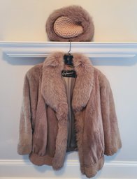 Kaufmann's Waist Length Fur Jacket With Vincent And Bill New York Knit Fur Trimmed Hat