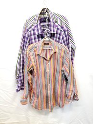 Men's Button Down Etro And Enzo Di Milano Long Sleeve Dress Shirts Size Large