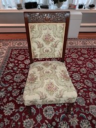Antique Carved Oak Upholstered Side Chair - Very Nice Piece