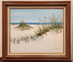 Fine Art Acrylic Painting Of Beachscape Signed Gordon