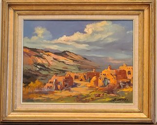 Fine Art Oil Painting Of Landscape From The Midwest Signed By Artist Burrows? Purchased In The 50's.