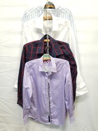 Four Men's Long Sleeve Button Down Shirts: Bugatchi, Charles Trywhitt  And More Size S/M/XL