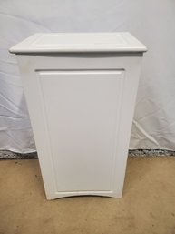 White Wood Hinged Lid Laundry Basket Clothes Hamper With Fabric Liner