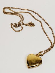 Vintage Gold Tone Locket Heart Pendant And Necklace