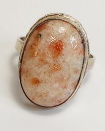 Unique Pink Opaque Stone Sterling Silver Ring