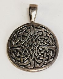 Sterling Silver Celtic Knot Design Die Cut Round Pendant