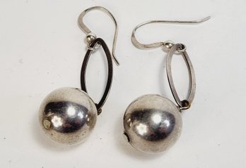 Vintage Ball Sterling Silver Hanging Drop  Earrings