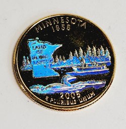 2005 Minnesota Quarter 24K Gold Plated  Prism Hologram Coin