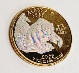 2008 ALASKA Quarter 24K Gold Plated  Prism Hologram Coin
