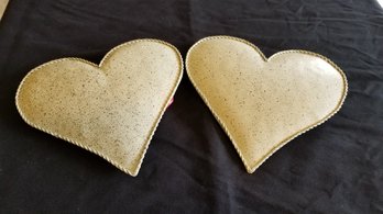 Set Of 2 White Metal Hearts