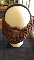 Set 2 Hand Knitted Winter Hat With Attached Knit Beard.