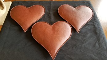 Set Of 3 Red Metal Hearts