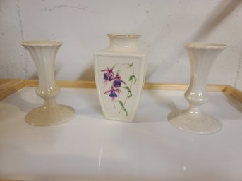Vintage Lennox Candle Holders With Vintage Lennox Vase