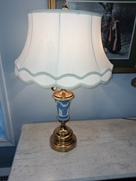 Rare Wedgwood Brass Lamp With Nice Shade - Works