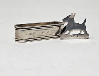 Nana And The Scottie Sterling Silver Napkin Rings