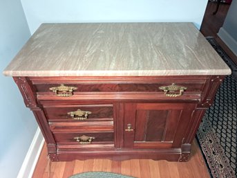 Victorian Marble Top Wash 3 Drawer 1 Door Wash Stand