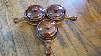 Set Of 3 Brown Bowls