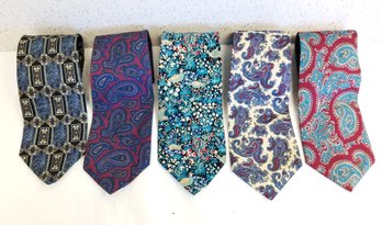 5 Men's Paisley And Geometric Pattern Silk Ties:  Verugia, MFA Boston Custom Italian Silk Lot 1