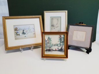 Four Lovely Pieces Of  Framed Artwork By Local Born Artist Beth Grillo