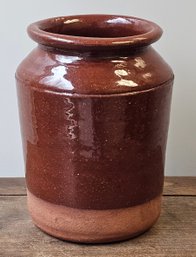 Sherbrooke Pottery Glazed Redware Jar, Nova Scotia, 19th Century.
