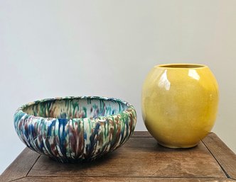 Two Glazed Ceramic Vessels