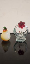 Glass Basket And Glass Pear