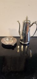 Silver-Plated Teapot And Candy Dish