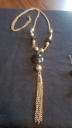 Gold/Black Tassel Necklace