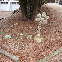 Hand Made Fieldstone Garden Flower Statue