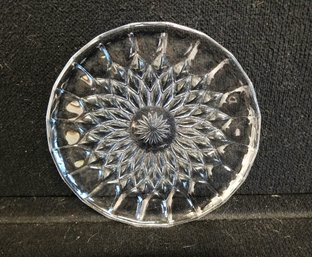 Vintage Val St Lambert Crystal Diamond Pattern Cake Plate Signed