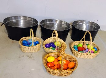 Set Of 3 Beverage Bins & Set Of 4 Baskets