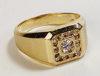 One Of A Kind 14k Yellow Gold And Diamonds Solid Ring
