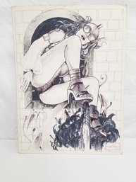 1978 Vincent M. Abner Sr. Early Work Hatching Sketch In Ink & Marker   14x19 -Lot # 401